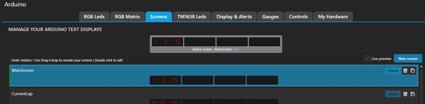 SimHub Arduino Screen Tab